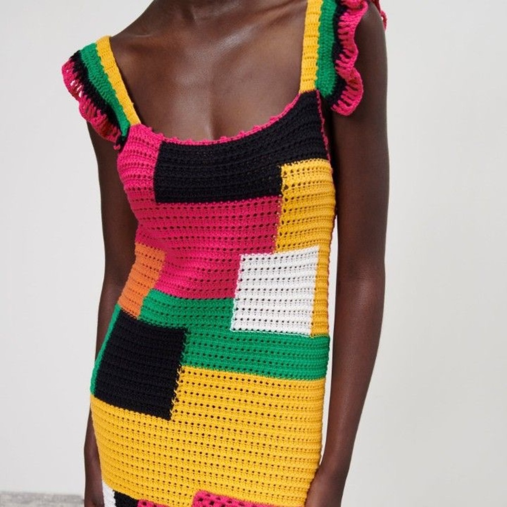 Zara Limited Edition Patchwork Crochet Dress Medium - Picture 4 of 7